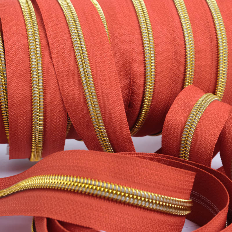 5mm Gold Brick Zipper by the Yard - Maison Klem